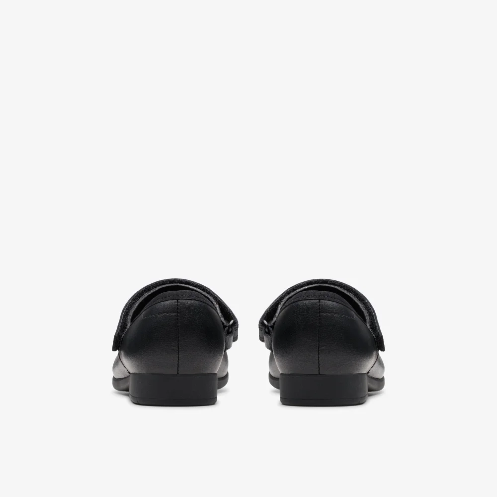 Clarks School Scala Tap Kid Black Leather Extra Wide - 10 Infants Image 5
