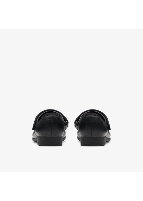 Clarks School Girls Black Scala Tap Kid Leather Extra Wide - 10 Infants Image 5