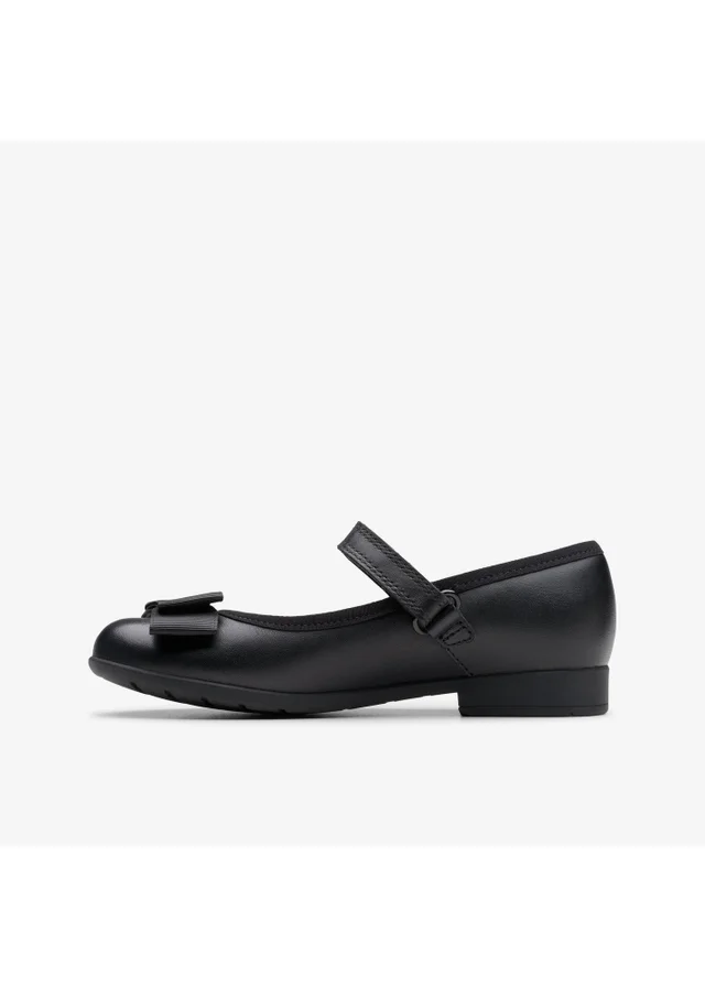 Clarks School Girls Black Scala Tap Kid Leather Extra Wide