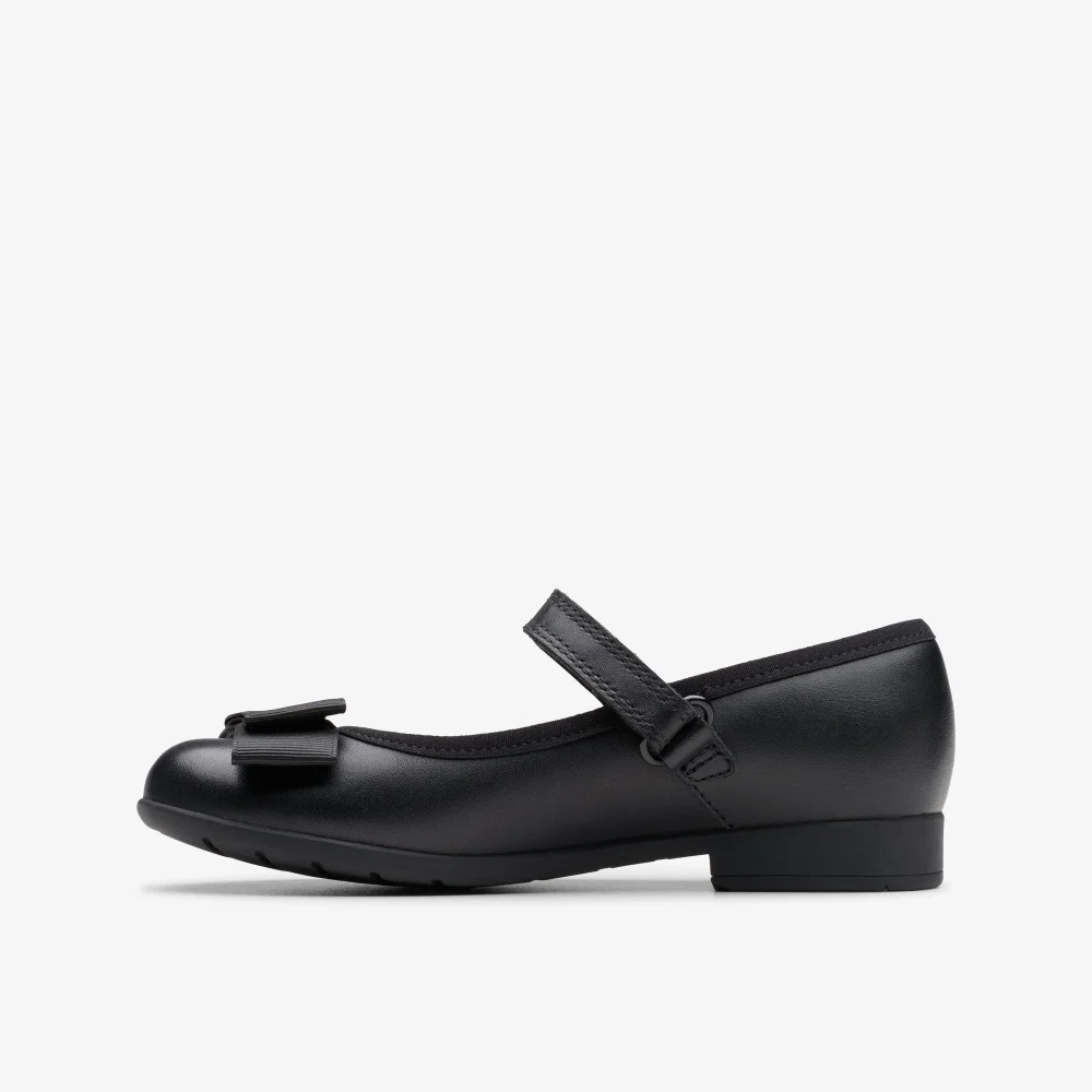 Clarks School Scala Tap Kid Black Leather Extra Wide - 10 Infants Image 2
