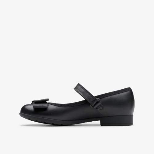 Clarks School Scala Tap Kid Black Leather Extra Wide - 10 Infants Image 2