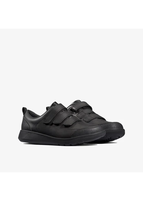 Clarks School Scape Sky Kid Black Leather Wide - 10.5 Infants Image 4