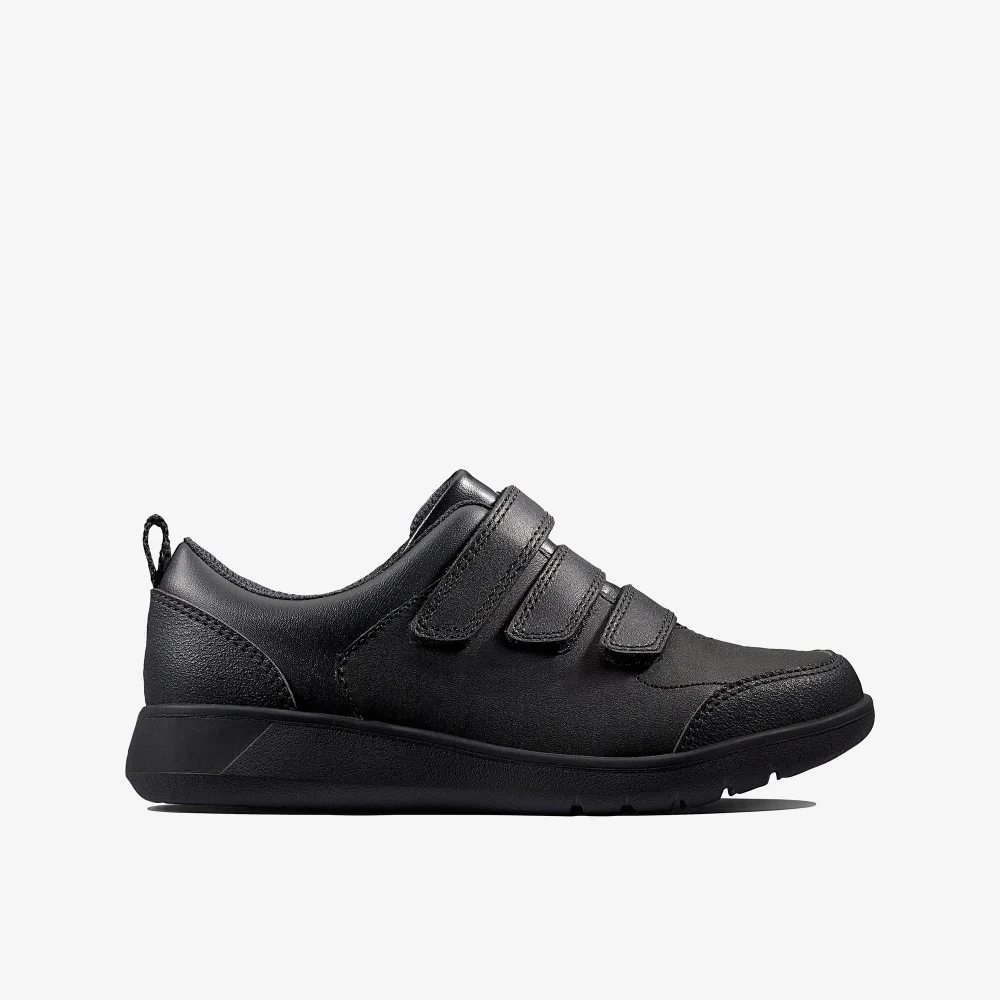 Clarks School Scape Sky Kid Black Leather Extra Wide - 10.5 Infants Image 1