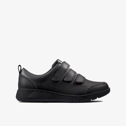 Clarks School Scape Sky Kid Black Leather Extra Wide - 10.5 Infants Image 1