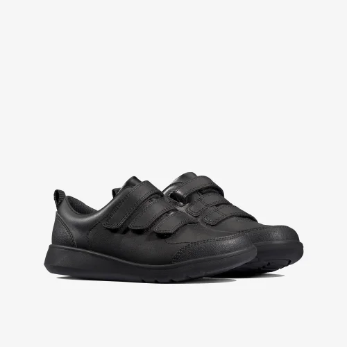 Clarks School Scape Sky Kid Black Leather Extra Wide - 10.5 Infants Image 4