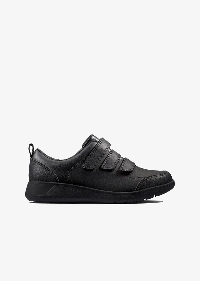 Clarks School Boys Black Scape Sky Kid Leather Extra Wide