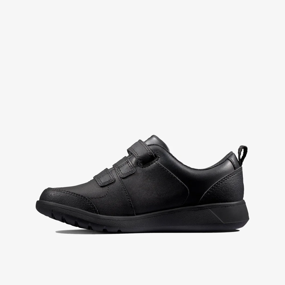 Clarks School Scape Sky Kid Black Leather Extra Wide - 10.5 Infants Image 2