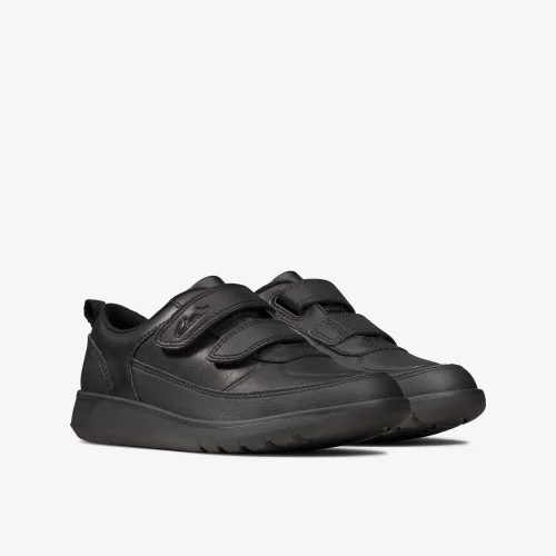 Clarks School Scape Flare Kid Black Leather Narrow - 11 Infants Image 4