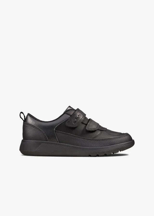 Clarks School Boys Black Scape Flare Kid Leather Narrow