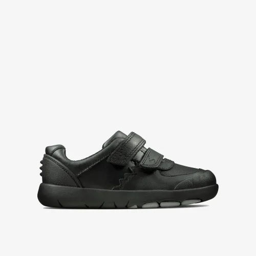 Clarks School Rex Pace Toddler Black Leather Narrow - 7 Infants Image 1
