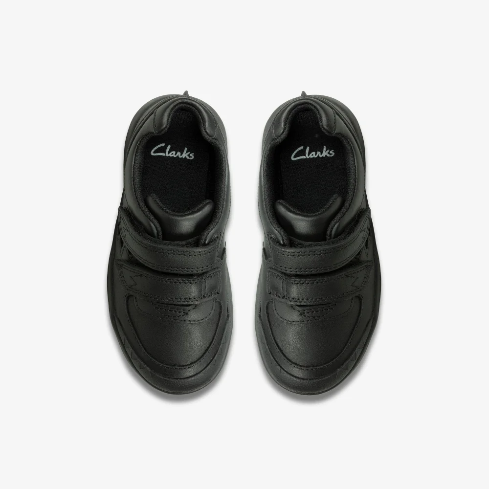 Clarks School Rex Pace Toddler Black Leather Narrow - 7 Infants Image 6