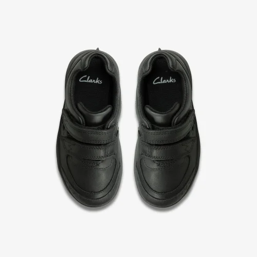 Clarks School Rex Pace Toddler Black Leather Narrow - 7 Infants Image 6