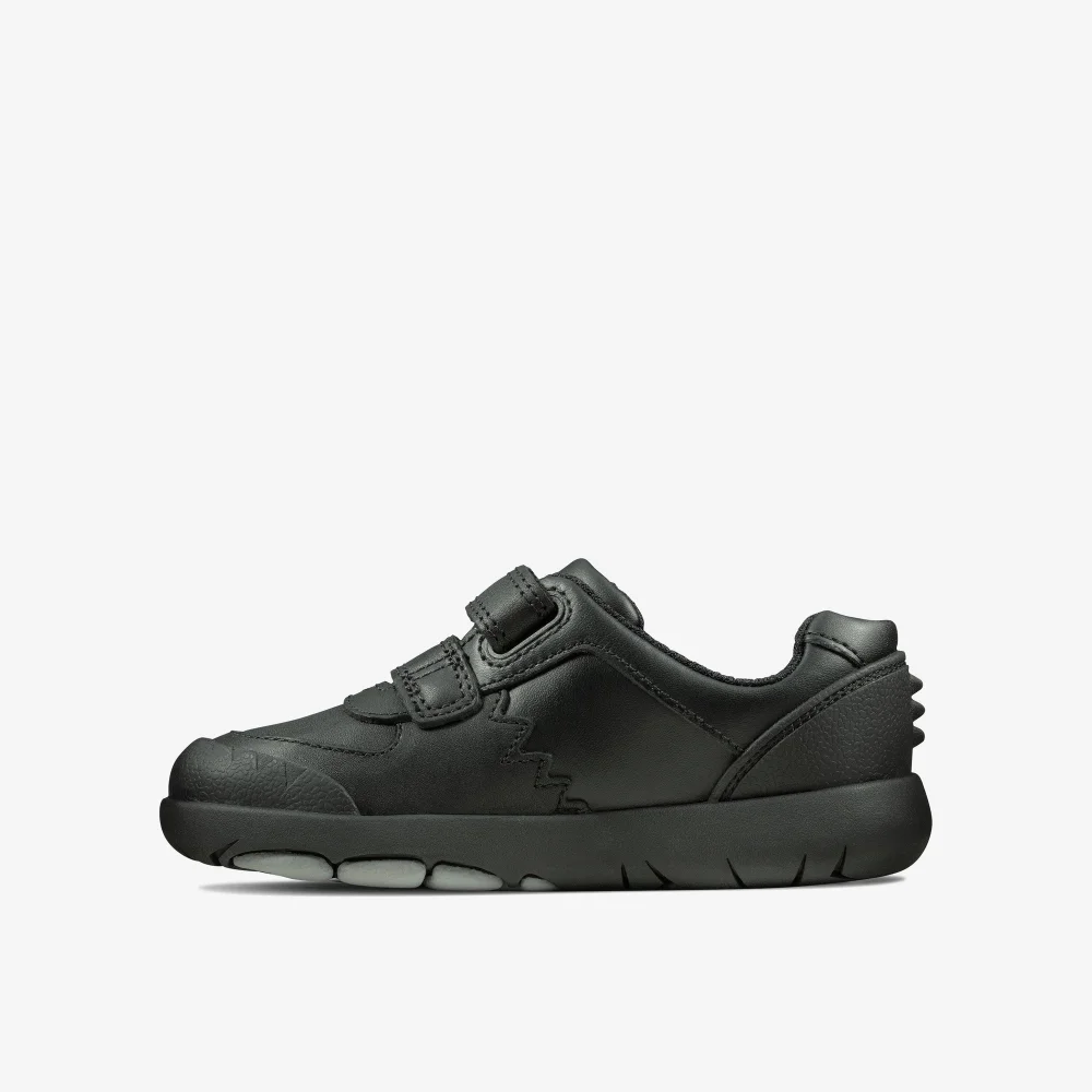 Clarks School Rex Pace Toddler Black Leather Narrow - 7 Infants Image 2