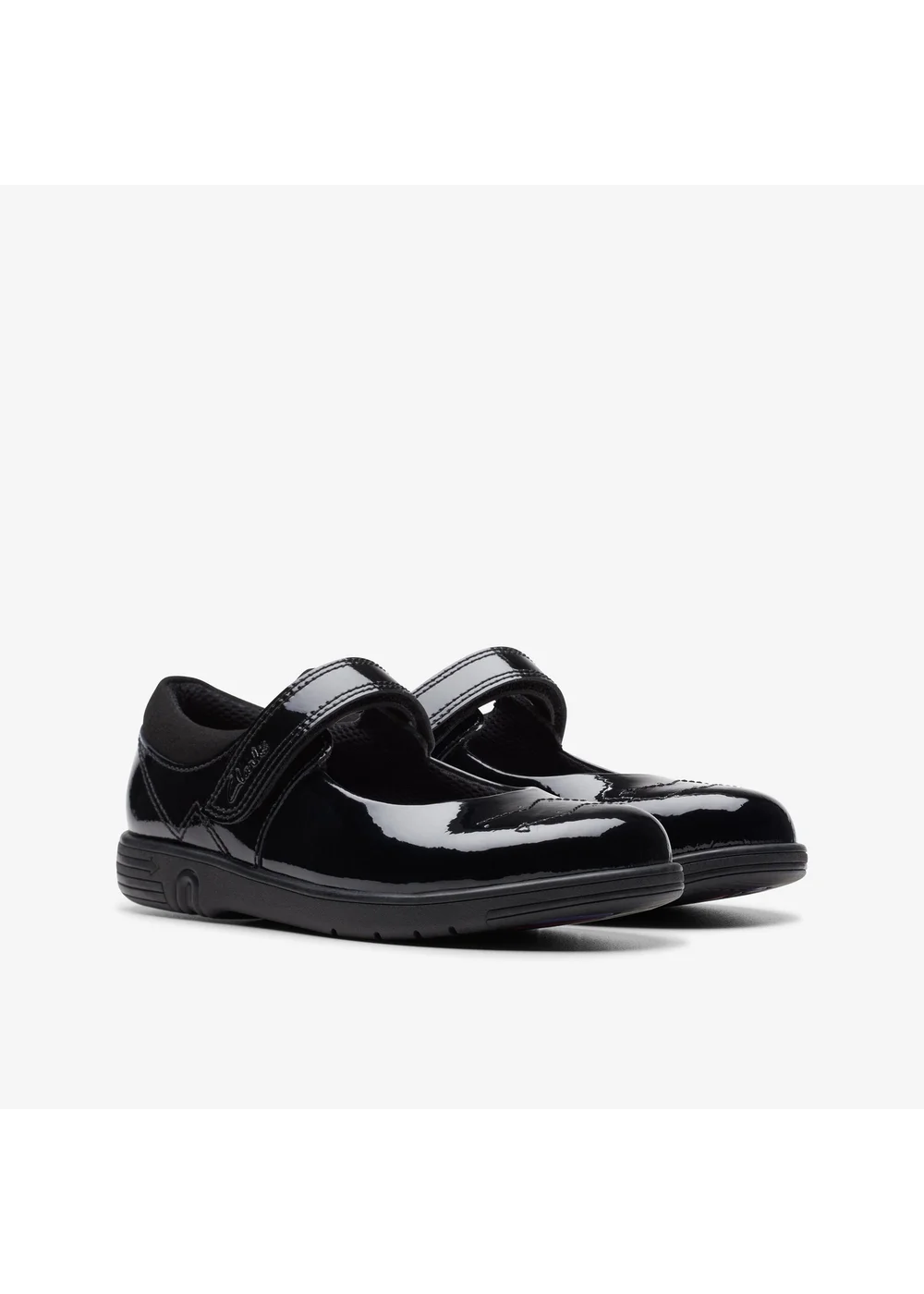 Clarks School Girls Black Jazzy Jig Kid Patent Narrow - 10 Infants Image 4