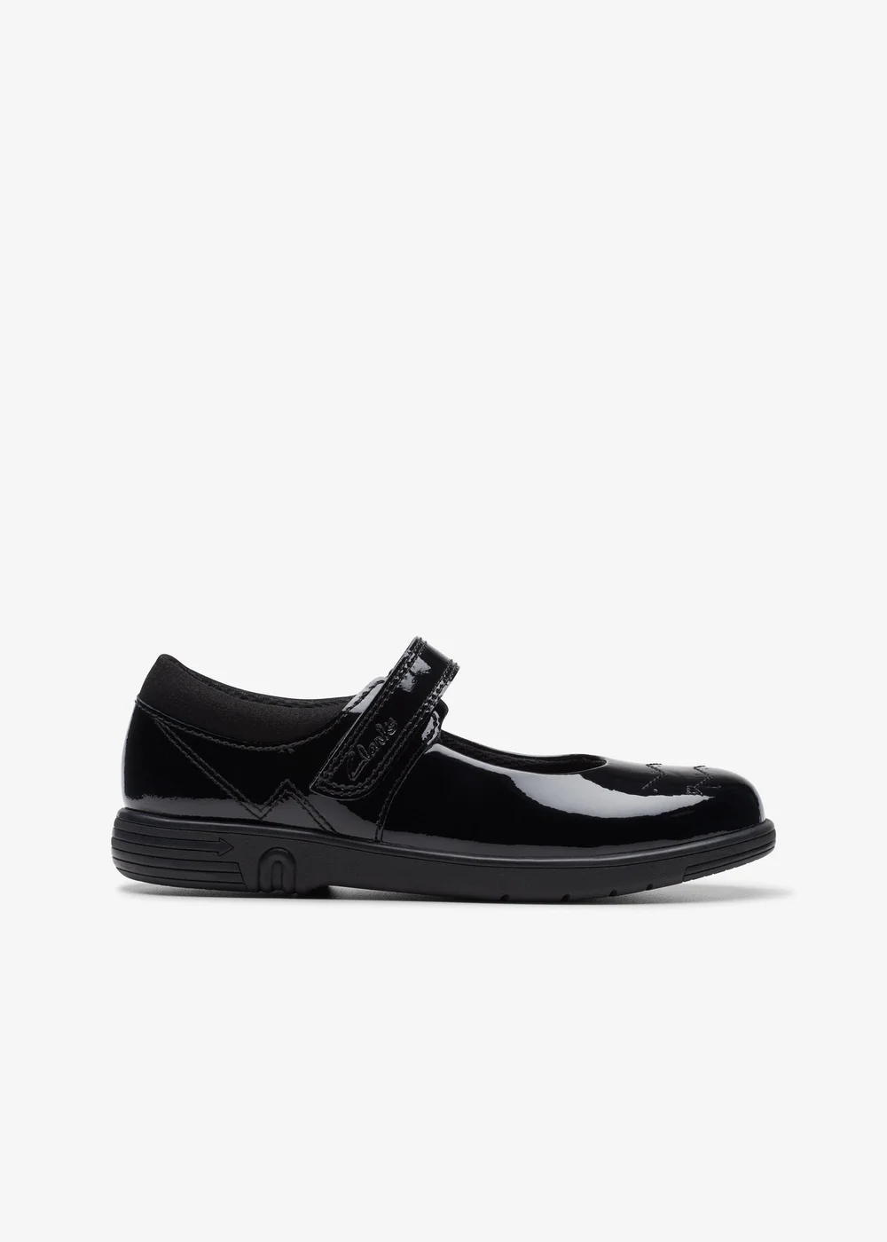 Clarks School Girls Black Jazzy Jig Kid Patent Narrow - 10 Infants Image 1