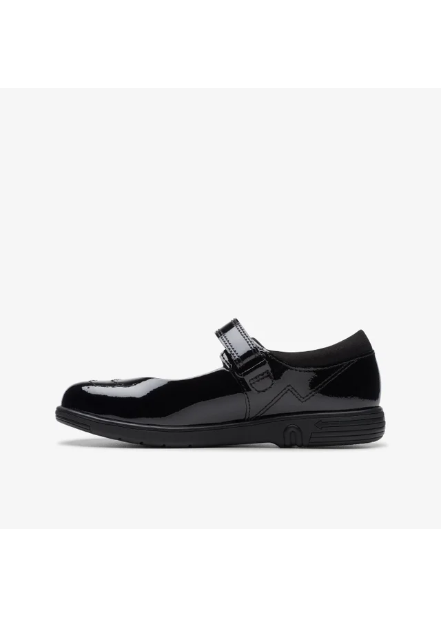 Clarks School Girls Black Jazzy Jig Kid Patent Narrow