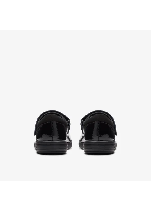 Clarks School Girls Black Jazzy Jig Kid Patent Narrow - 10 Infants Image 5