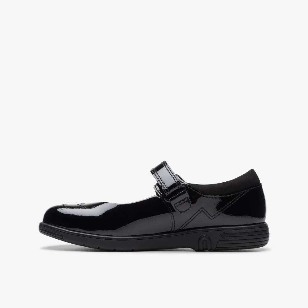 Clarks School Jazzy Jig Kid Black Patent Extra Wide - 8 infant Image 2