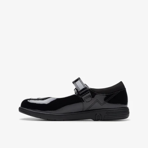 Clarks School Jazzy Jig Kid Black Patent Extra Wide - 8 infant Image 2