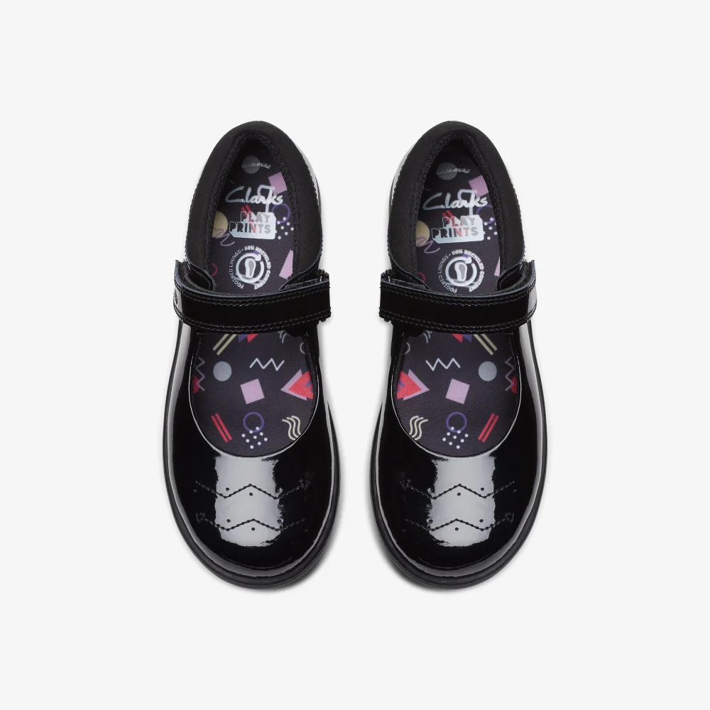 Clarks School Jazzy Jig Kid Black Patent Extra Wide - 8 infant Image 6