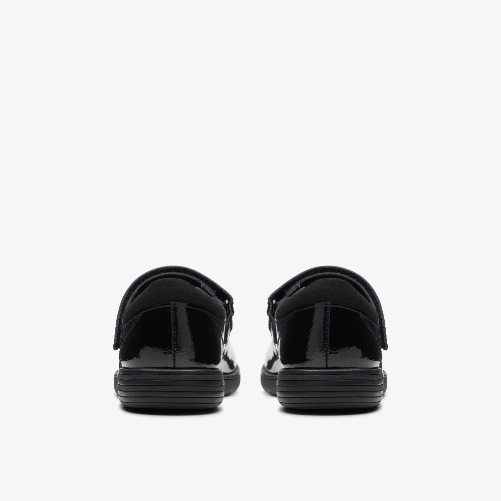 Clarks School Jazzy Jig Kid Black Patent Extra Wide - 8 infant Image 5