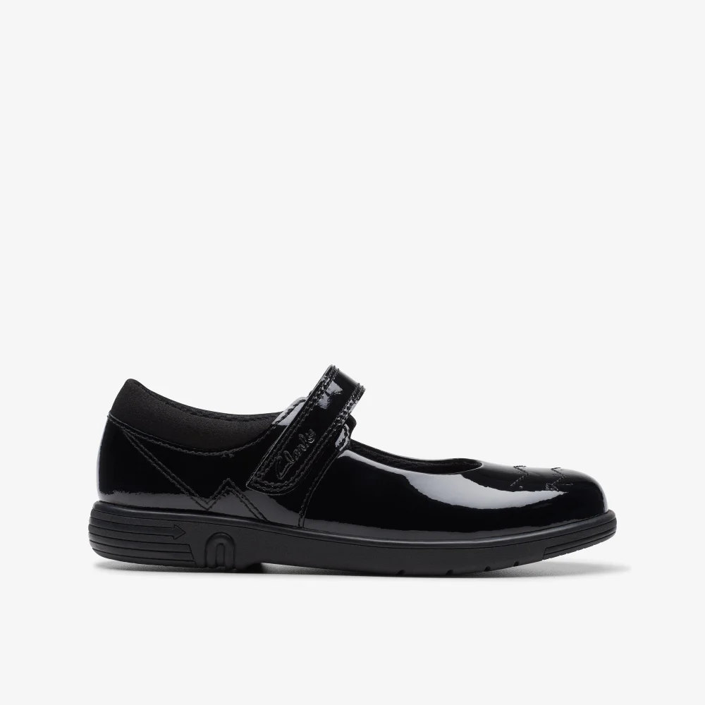 Clarks School Jazzy Jig Kid Black Patent Extra Wide - 8 infant Image 1