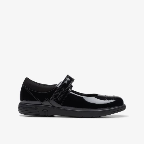 Clarks School Jazzy Jig Kid Black Patent Extra Wide - 8 infant Image 1