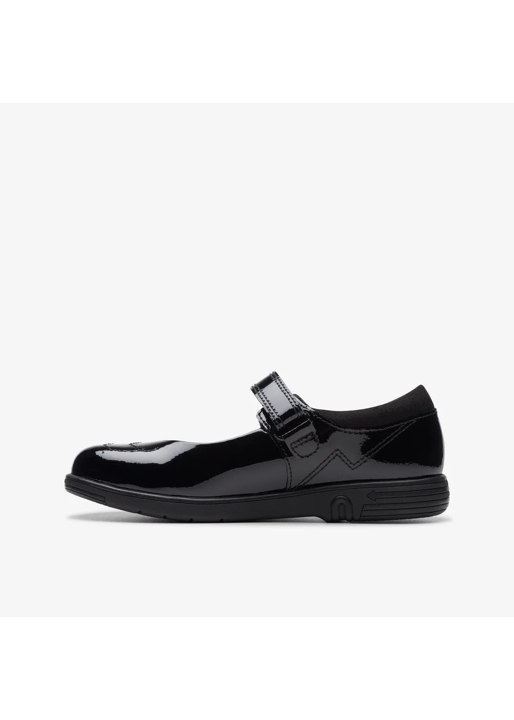 Clarks School Girls Black Jazzy Jig Kid Patent Extra Wide - 8 infants Image 2