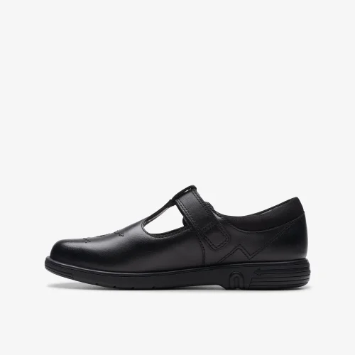 Clarks School Jazzy Tap Kid Black Leather Narrow - 8.5 Infant Image 4