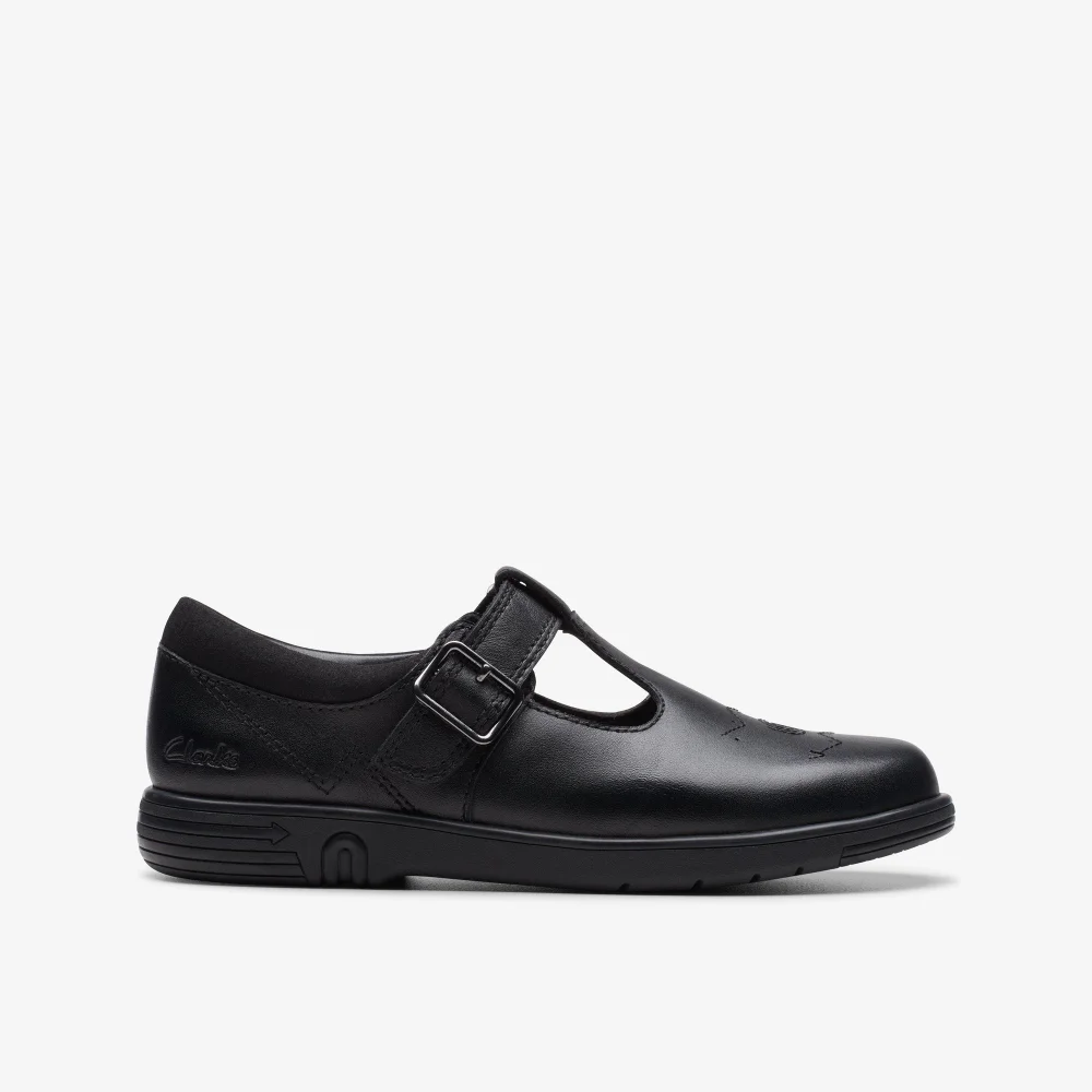 Clarks School Jazzy Tap Kid Black Leather Narrow - 8.5 Infant Image 1
