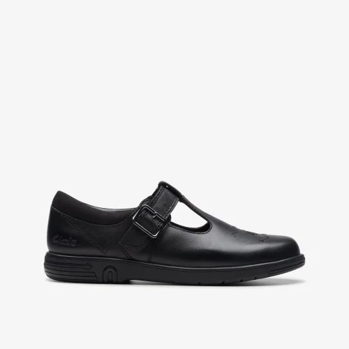 Clarks School Jazzy Tap Kid Black Leather Narrow - 8.5 Infant Image 1