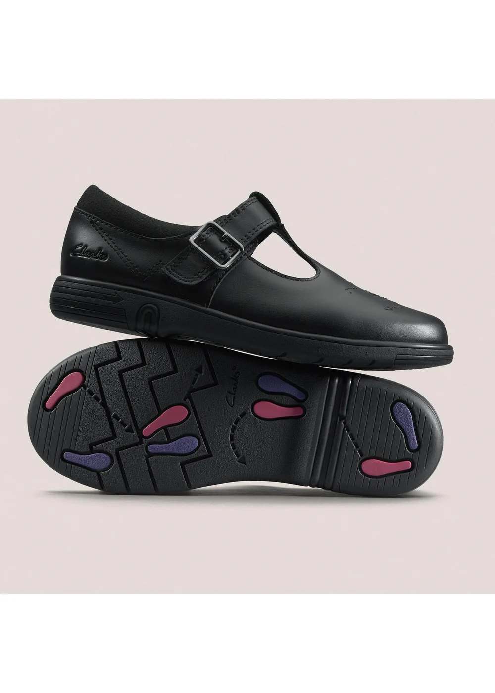 Clarks School Girls Black Jazzy Tap Kid Leather Narrow - 8.5 Infants Image 2