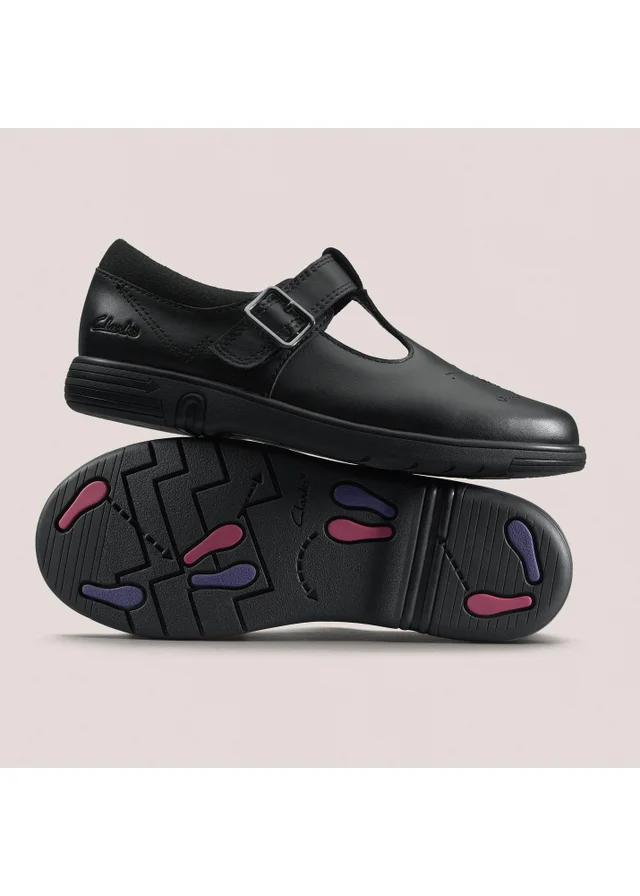 Clarks School Girls Black Jazzy Tap Kid Leather Standard