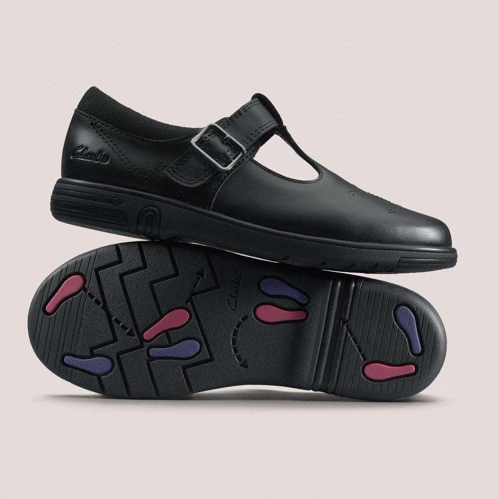 Clarks School Jazzy Tap Kid Black Leather Standard - 8 infant Image 2
