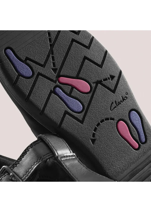 Clarks School Jazzy Tap Kid Black Leather Wide - 7 Infants Image 5