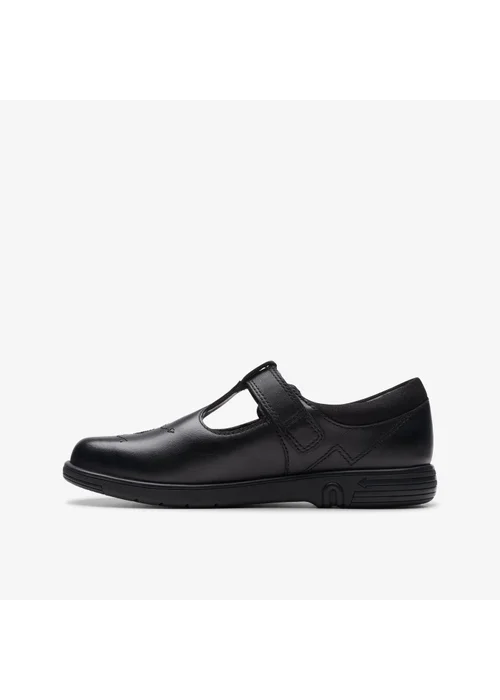 Clarks School Jazzy Tap Kid Black Leather Wide - 7 Infants Image 2