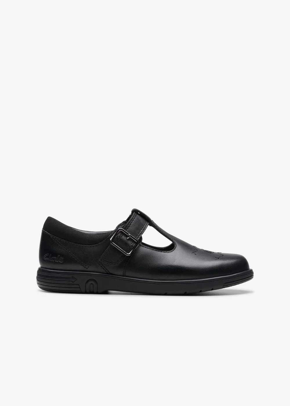 Clarks School Jazzy Tap Kid Black Leather Wide - 7 Infants Image 1