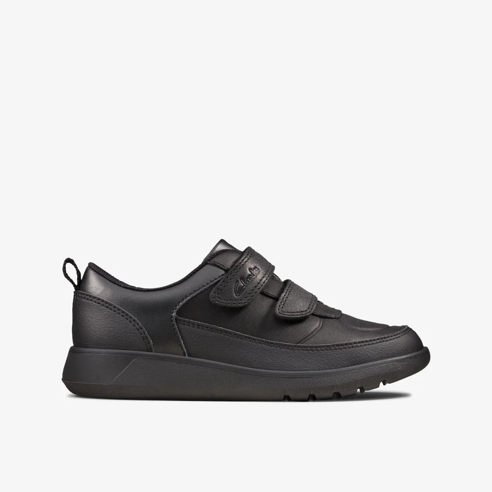 Clarks School Scape Flare Kid Black Leather Wide - 12 Infants Image 1