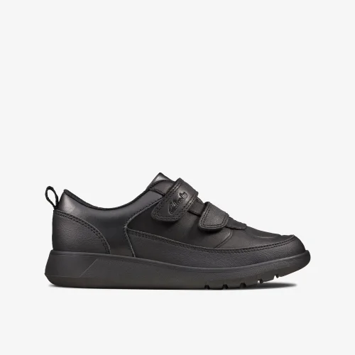 Clarks School Scape Flare Kid Black Leather Wide - 12 Infants Image 1