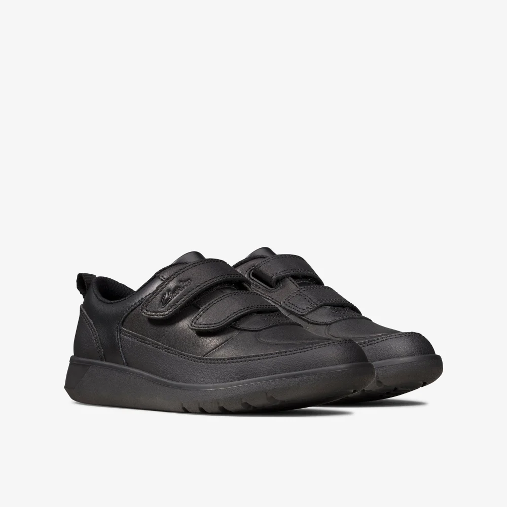 Clarks School Scape Flare Kid Black Leather Wide - 12 Infants Image 4