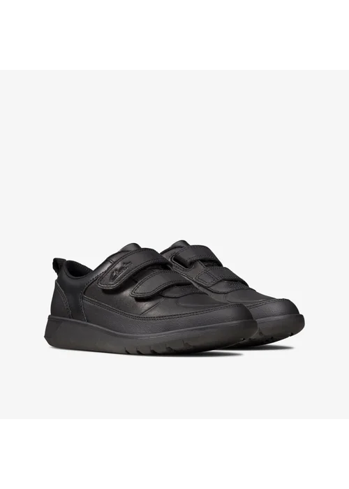 Clarks School Scape Flare Kid Black Leather Extra Wide - 10 Infants Image 4