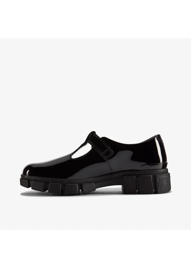 Clarks School Girls Black Evyn Bar Youth Patent Wide