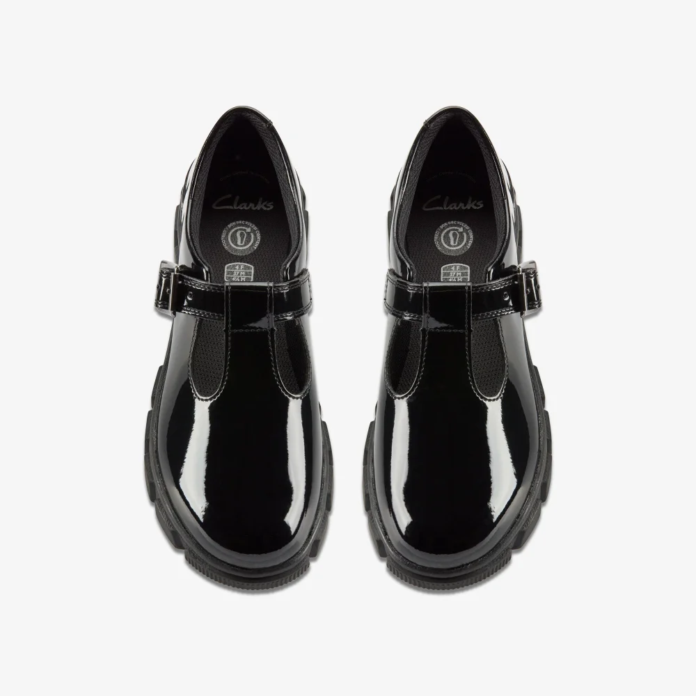 Clarks School Evyn Bar Youth Black Patent Wide - 5.5 Image 6