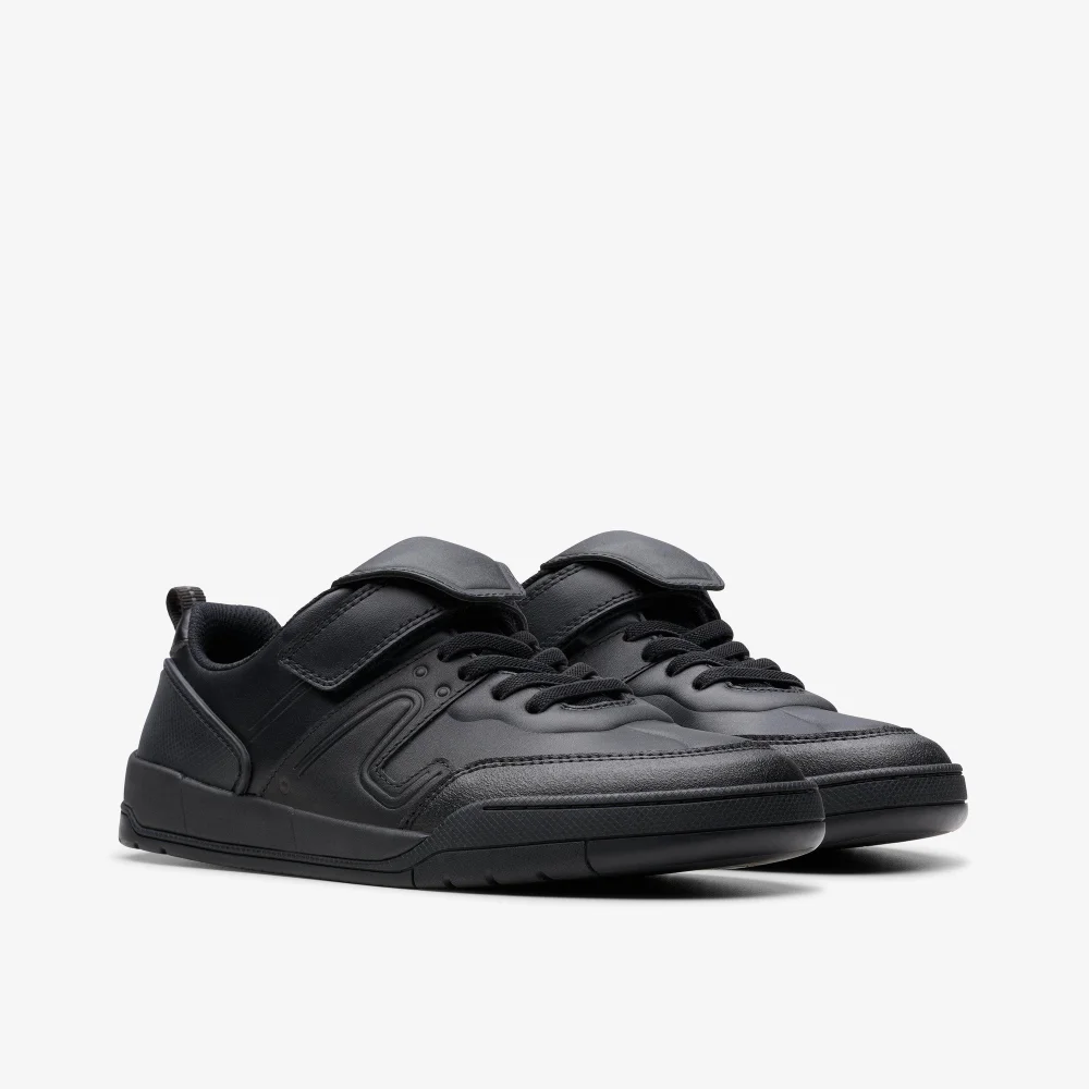 Clarks School Laser Track Youth Black Leather Wide - 5 Image 4