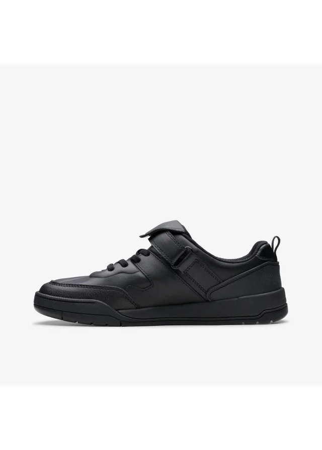 Clarks School Boys Black Laser Track Youth Leather Wide