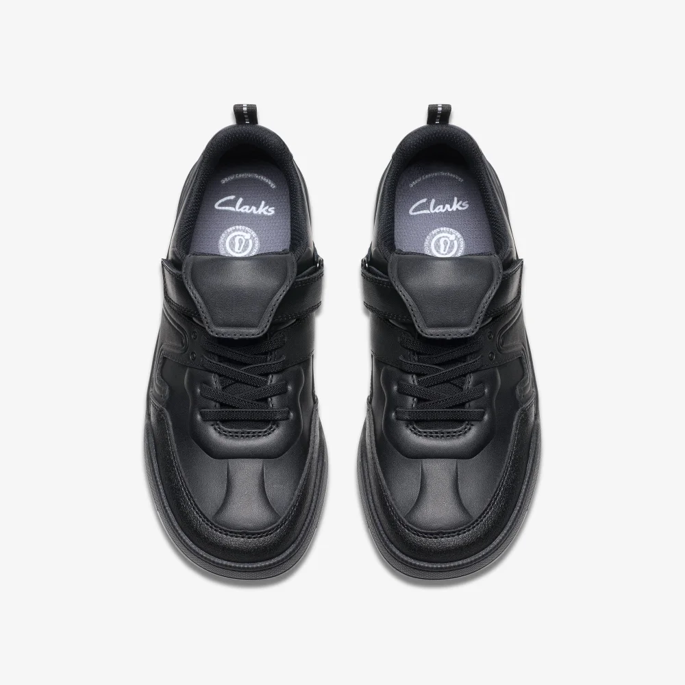 Clarks School Laser Track Youth Black Leather Wide - 5 Image 6