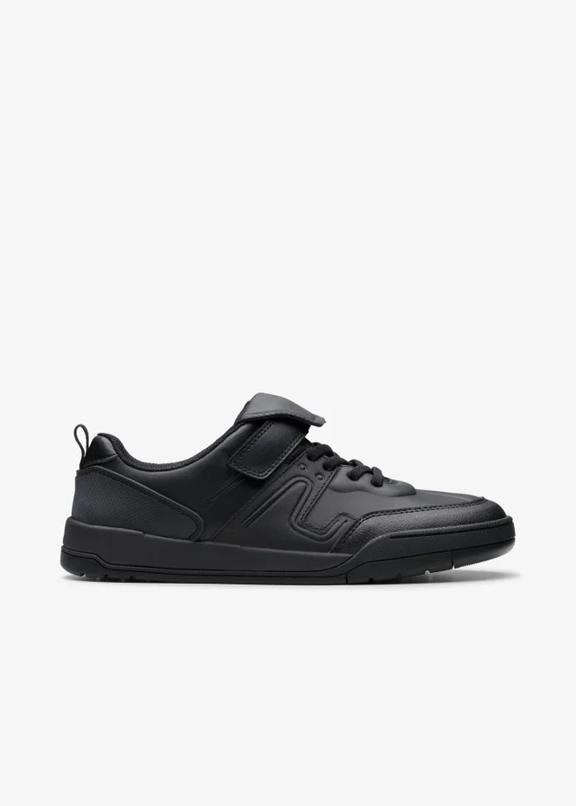Clarks School Boys Black Laser Track Youth Leather Wide
