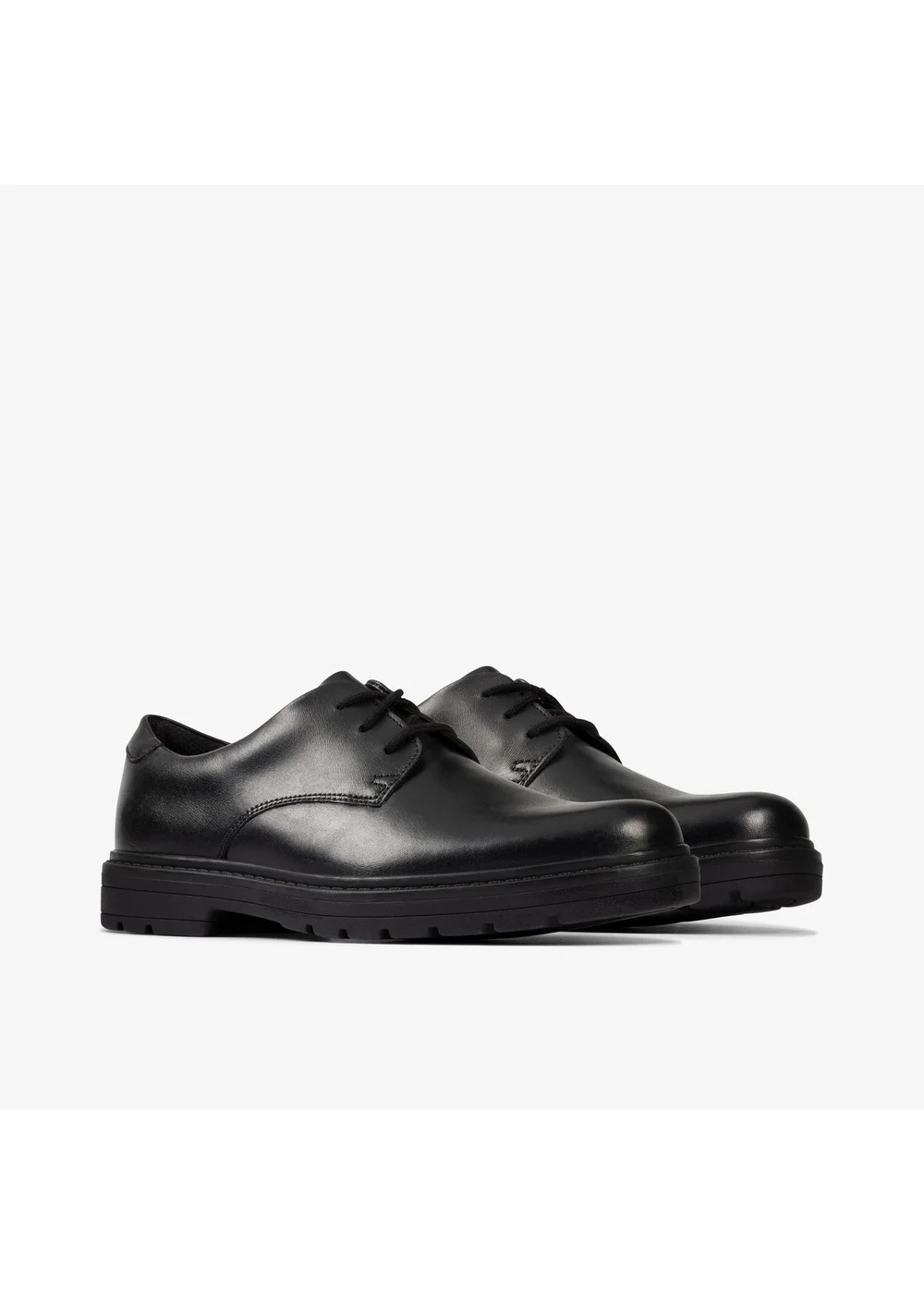 Clarks School Loxham Derby Youth Black Leather Wide - 3 Image 4