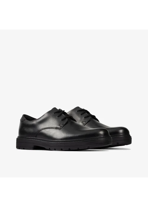 Clarks School Loxham Derby Youth Black Leather Wide - 3 Image 4