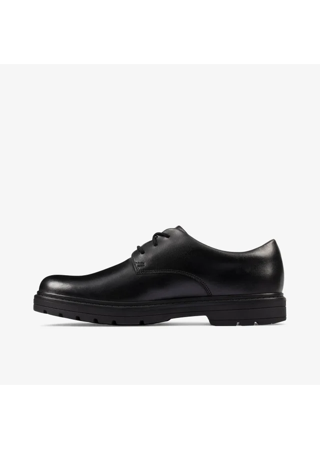 Clarks School Boys Black Loxham Derby Youth Leather Wide